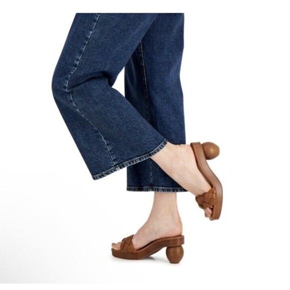 I.N.C Zaleste Cognac Braided Brown Sandals Size 9 M Round Heel Modern Artsy - Picture 3 of 9